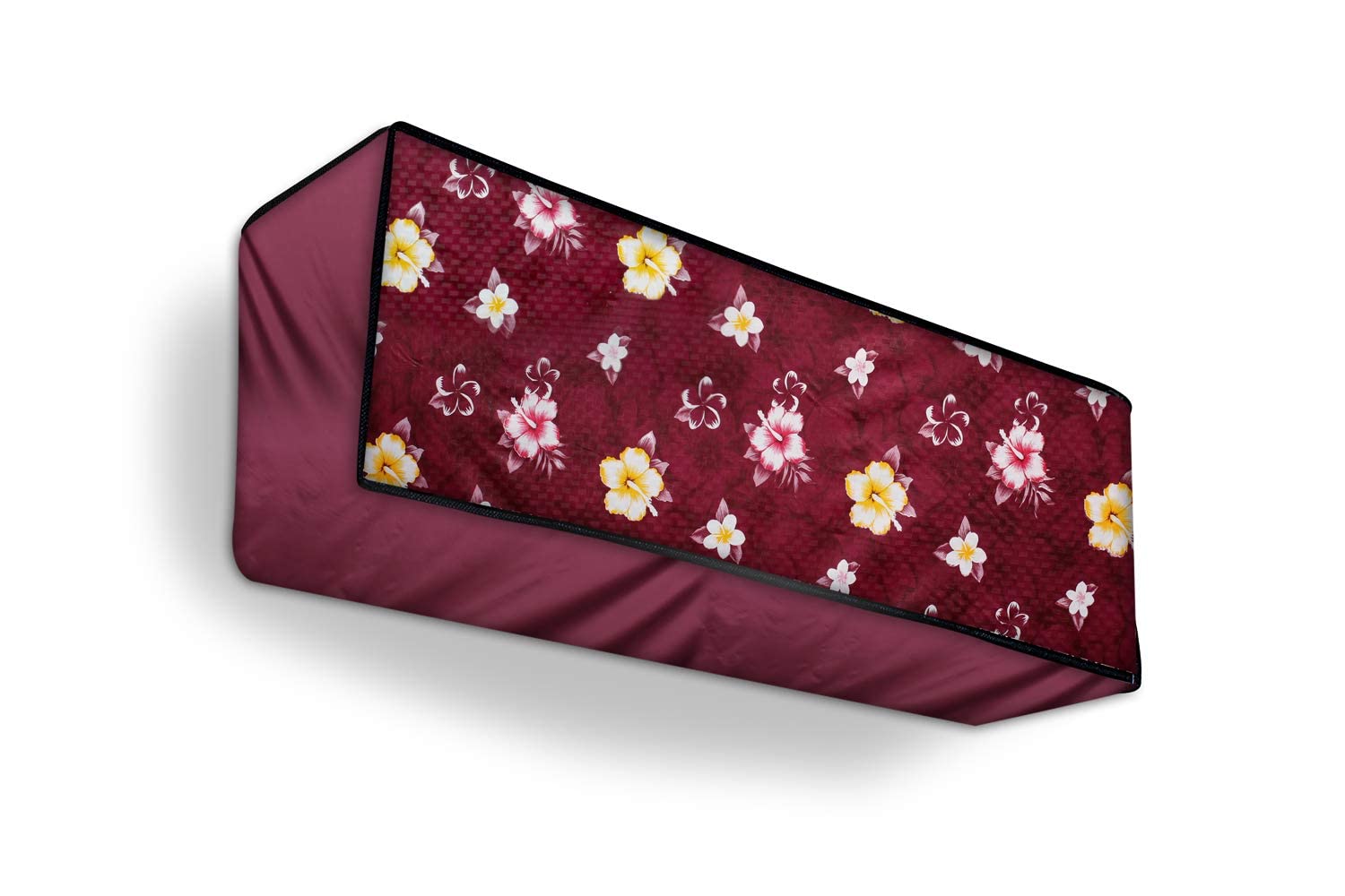 Da Anushi Split Ac Cover Indoor Unit For 2 Ton Capacity Ac, All Weather Polyester Cover / Attractive Digital Prints / Dustproof / Water Resistant Ac Cover (Maroon Flower)